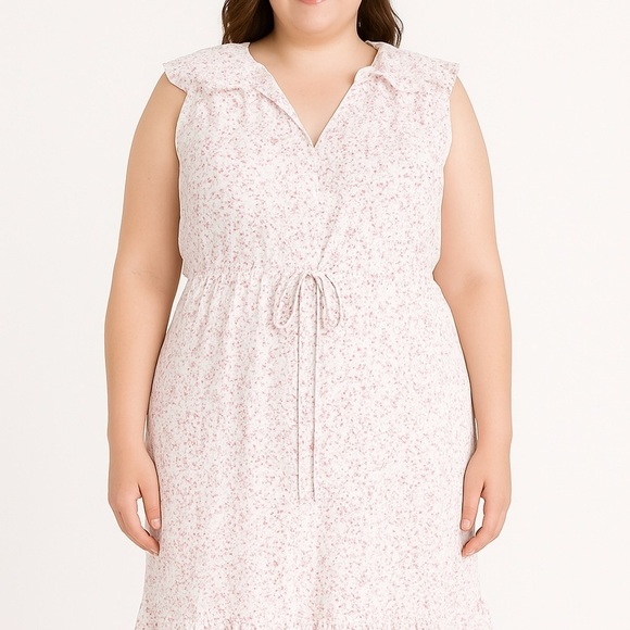 NWOT Draper James Plus Size Size 1 X Pink Flower Print Midi Dress - Picture 1 of 13